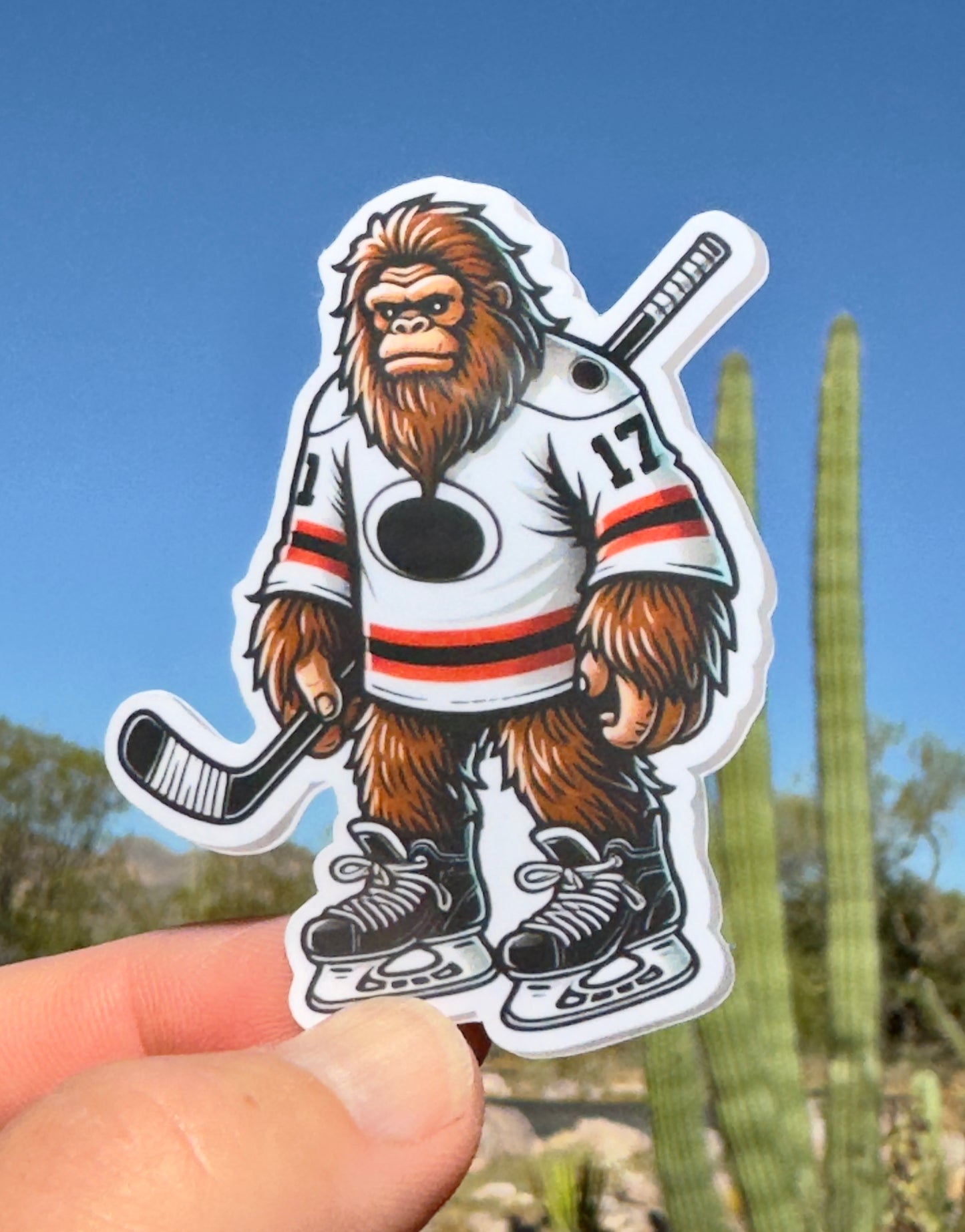 Bigfoot Hockey Player Sticker, Bigfoot, Hockey, Hockey Season, Hockey Stick, Sticker, Decal, Jersey, Sports, Bigfoot Sticker,skate,Sasquatch