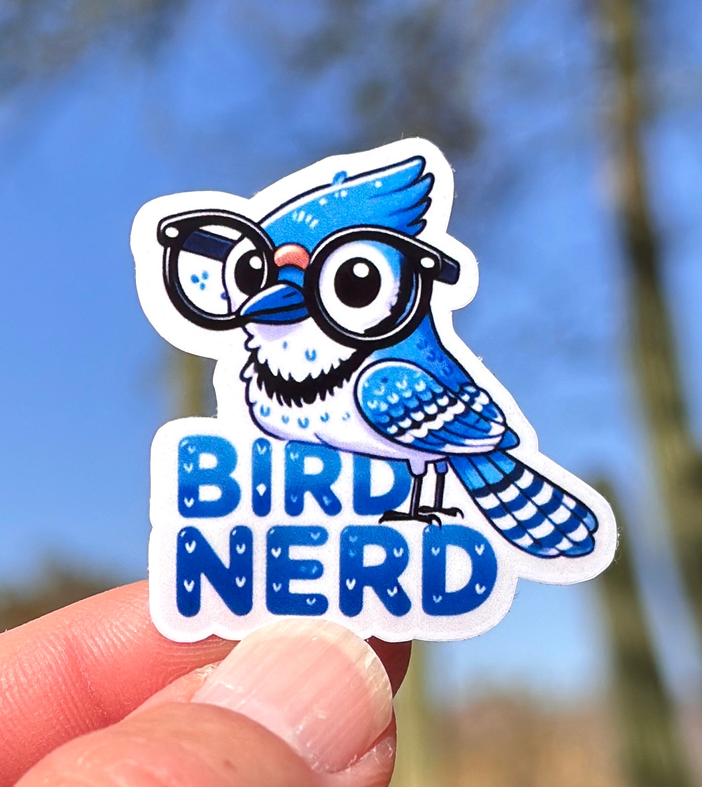 Bird Nerd Sticker, Bird Nerd,Bird Watching, Feathers, Sticker, Cardinal, Bird, blue jay, nerd, bird lover, bird enthusiast, birding,red,blue