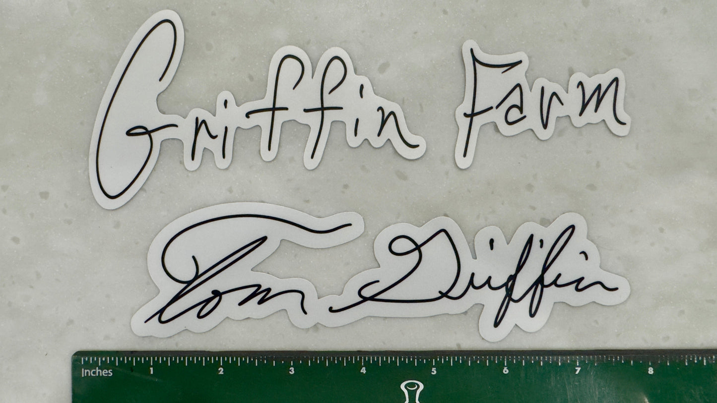 Griffin Farm & Tom Griffin Signature Memorial Sticker Set