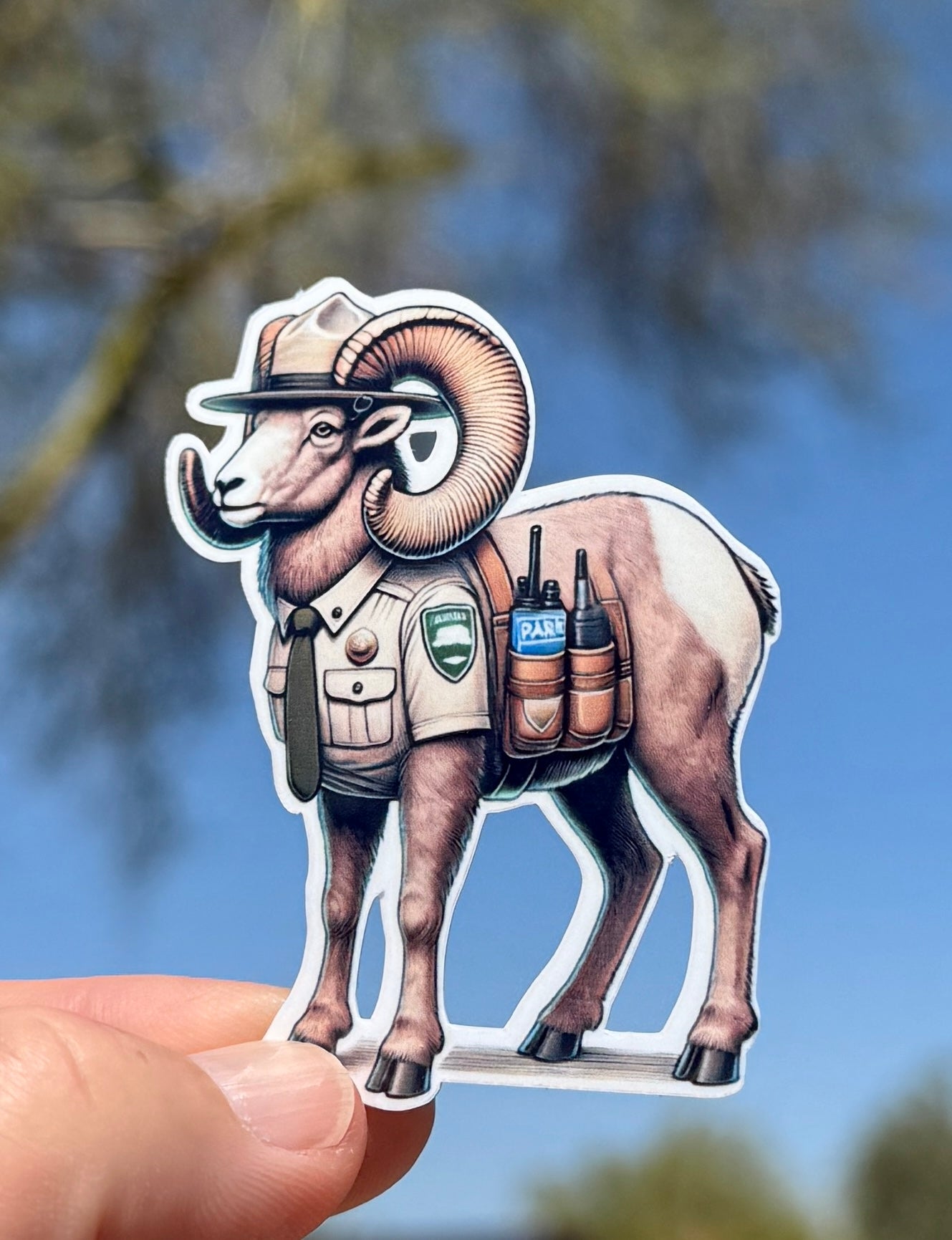 Bighorn Sheep Park Ranger Sticker, park ranger, NPS, Glacier national park, parks service, sticker ,hike, protect our parks, bighorn sheep