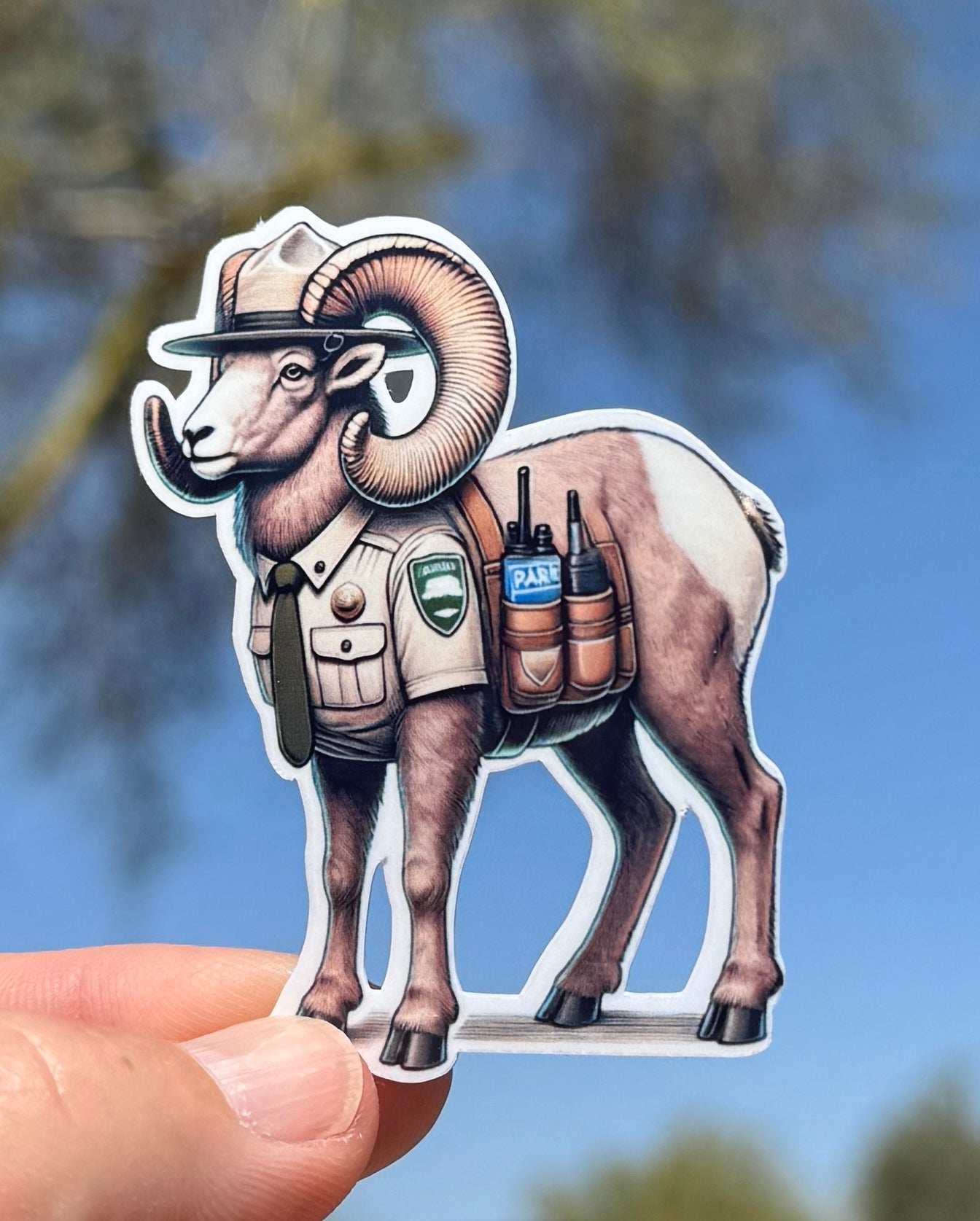 Bighorn Sheep Park Ranger Sticker, park ranger, NPS, Glacier national park, parks service, sticker ,hike, protect our parks, bighorn sheep