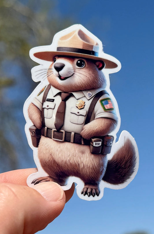 Marmot Park Ranger Sticker, park ranger, NPS, Glacier national park, parks service, sticker ,hike, protect our parks, Marmot