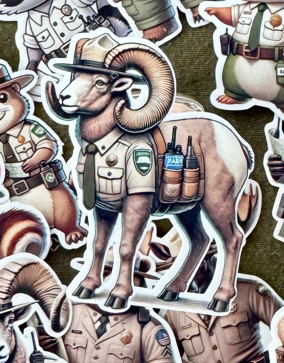 Bighorn Sheep Park Ranger Sticker, park ranger, NPS, Glacier national park, parks service, sticker ,hike, protect our parks, bighorn sheep