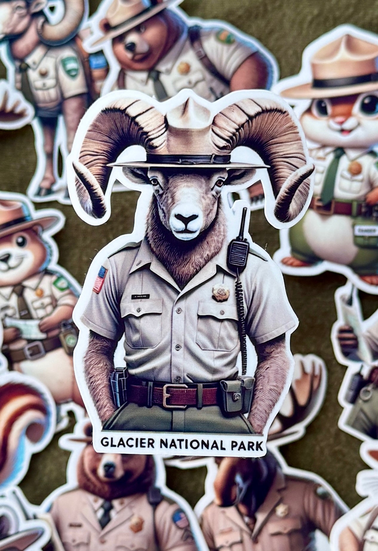 Bighorn Sheep Park Ranger Sticker, park ranger, NPS, Glacier national park, parks service, sticker ,hike, protect our parks, bighorn sheep