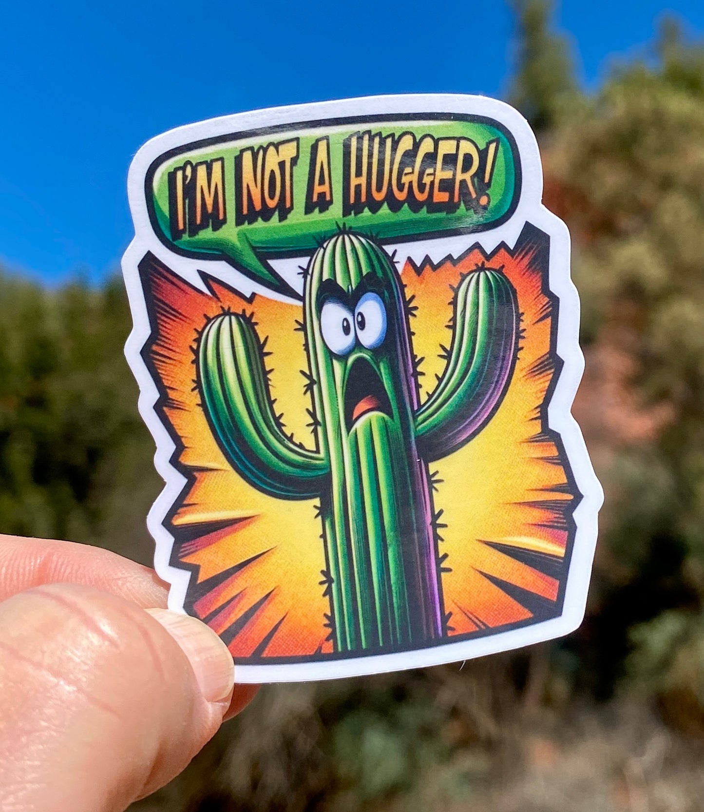 Cactus I'm Not a Hugger Sticker, Cactus, Sticker, Decal, Saguaro, Hugger, Prickly, Desert, Cacti, Not a Hugger, Emotions, Arizona,Succulent