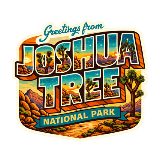Joshua Tree National Park Stickers – Retro Souvenir Style | Desert Sunset Travel Decal | National Park Gift