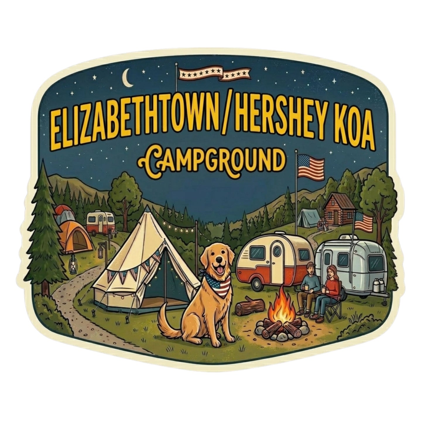 Elizabethtown/Hershey KOA Custom Sticker/Magnet bundle – Fun Camping Keepsake!