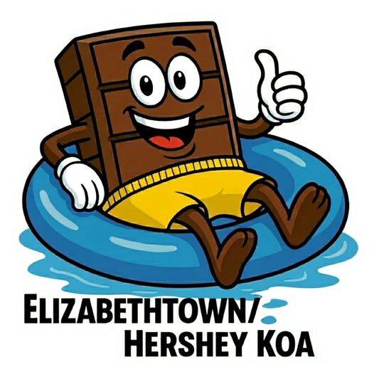 Elizabethtown/Hershey KOA Custom Sticker/Magnet bundle – Fun Camping Keepsake!