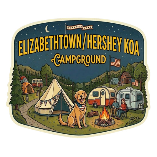 Elizabethtown/Hershey KOA Custom Stickers and magnets  – Fun Camping Keepsake!