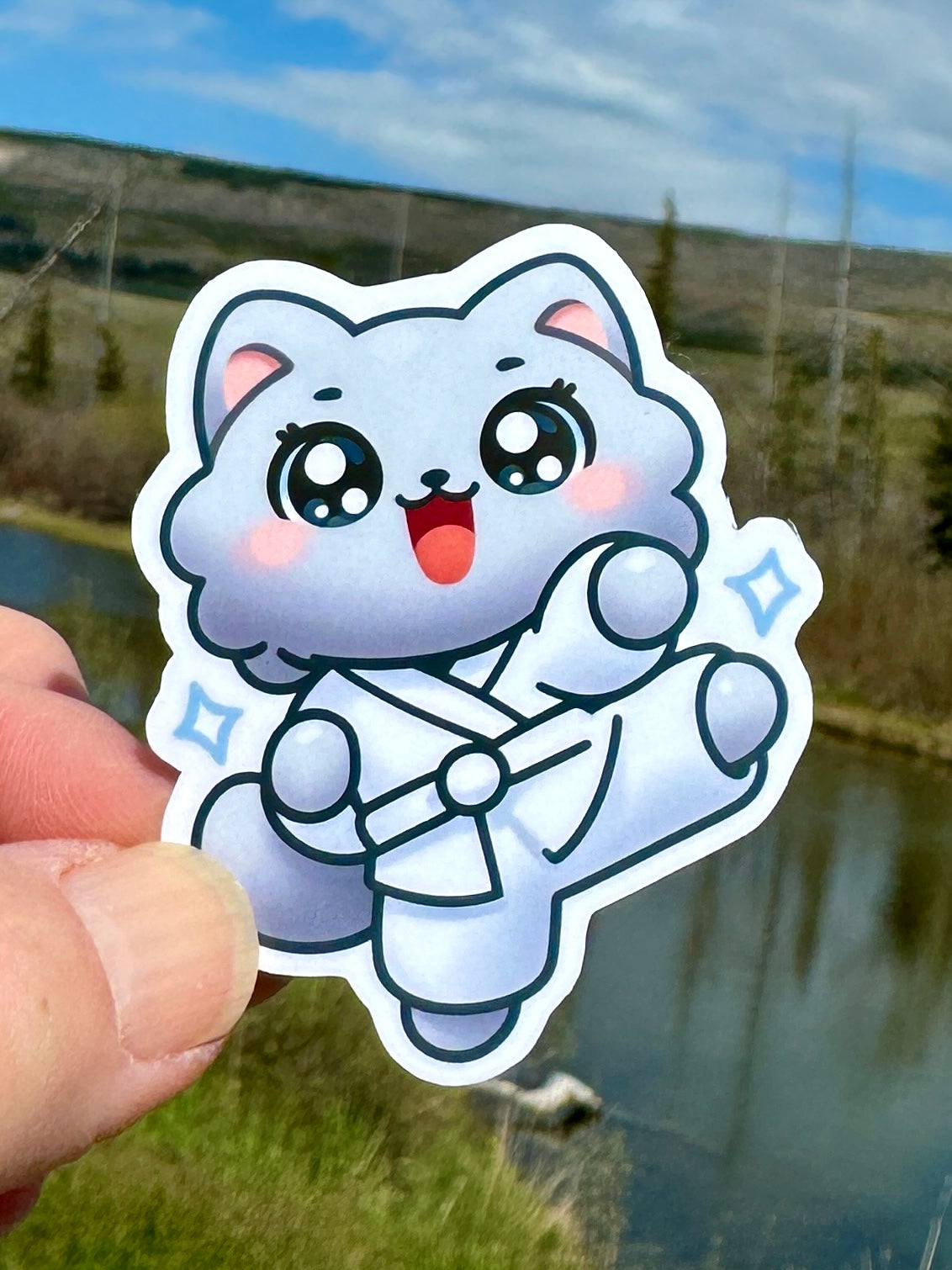 Cat doing Karate Sticker, Cat, karate, martial arts, karate cat, sports, sticker, decal, cat lover, karate Gi, martial artist, gi, cat mom