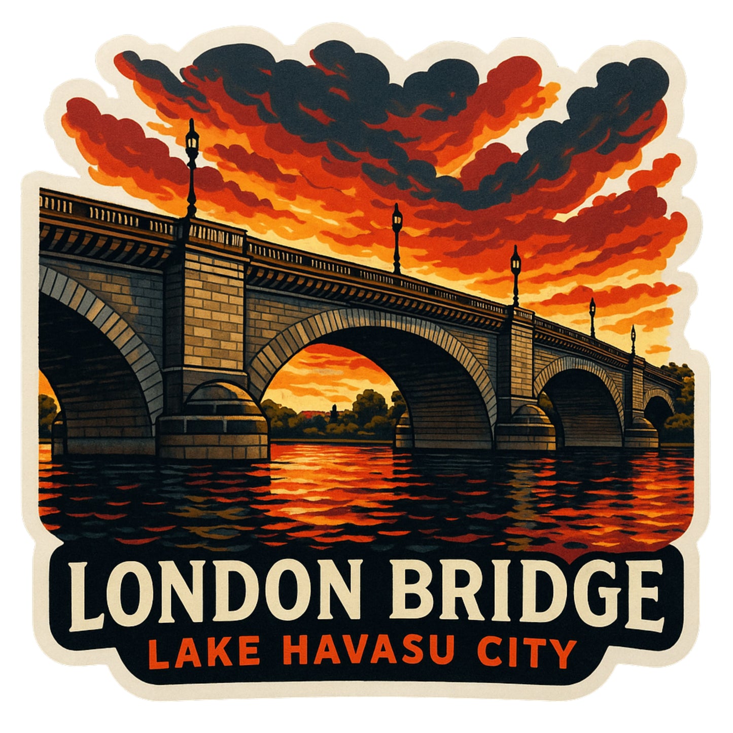 London Bridge Lake Havasu City Arizona Sticker, Arizona, Landscape, Hiking, travel, Havasu, southwest, sticker, desert sticker, sunset