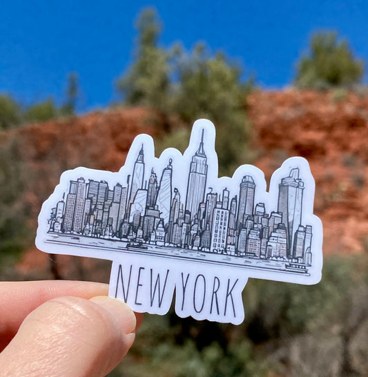 New York City Skyline Sticker, NYC, Travel, Pencil Drawing style, Sticker, Decal, vacation, Big Apple,Gotham, Sketch style, skyscrapers,tall