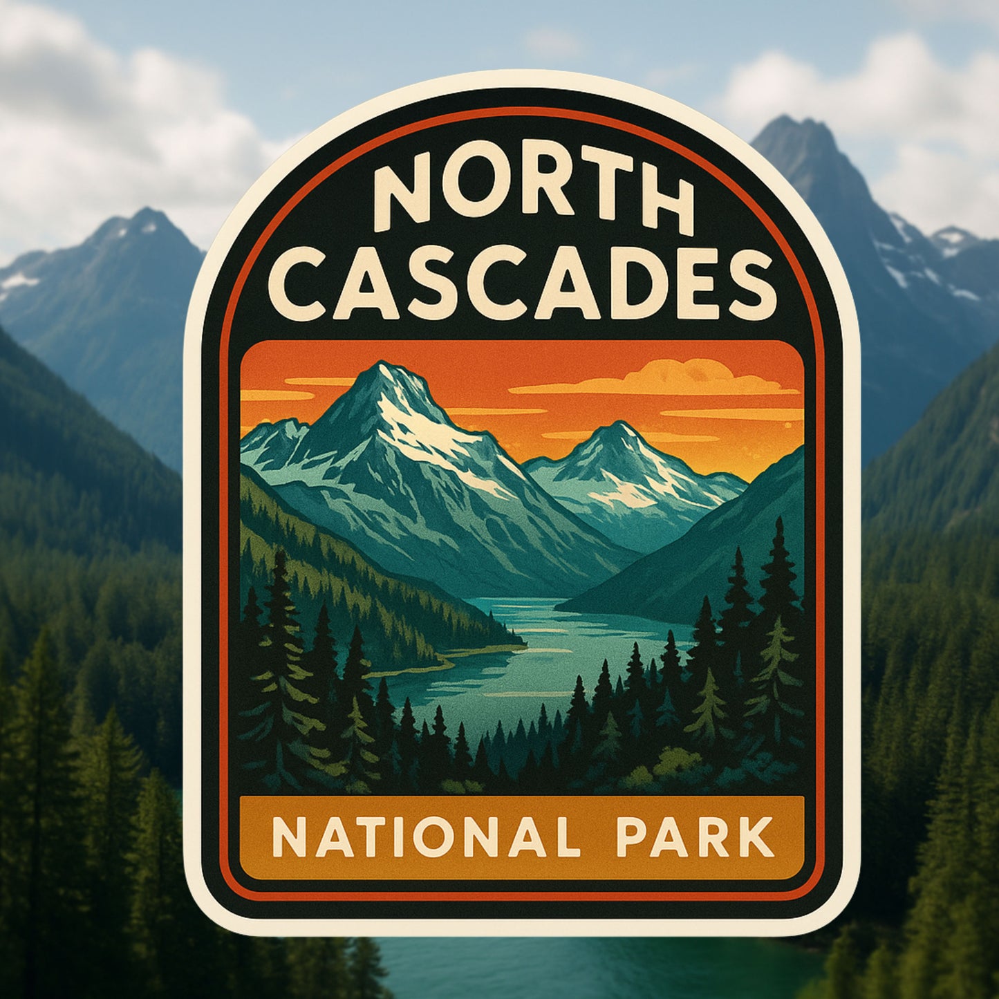 North Cascades National Park Sticker, PNW, Landscape, National Parks, Hiking, travel, North Cascades, Pacific Northwest, Washington, sticker