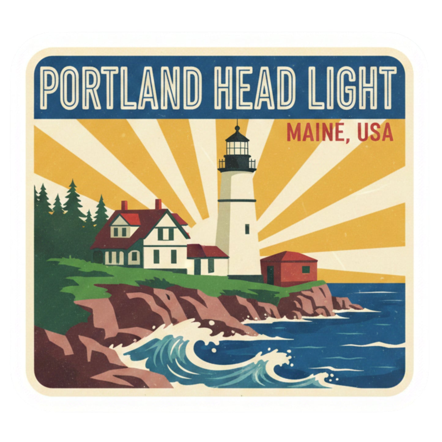 Portland Head Light Sticker | Cape Elizabeth Maine Lighthouse | Coastal Maine Souvenir | Ocean Lighthouse Vinyl Sticker | Travel