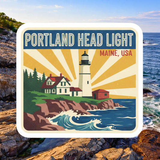 Portland Head Light Sticker | Cape Elizabeth Maine Lighthouse | Coastal Maine Souvenir | Ocean Lighthouse Vinyl Sticker | Travel