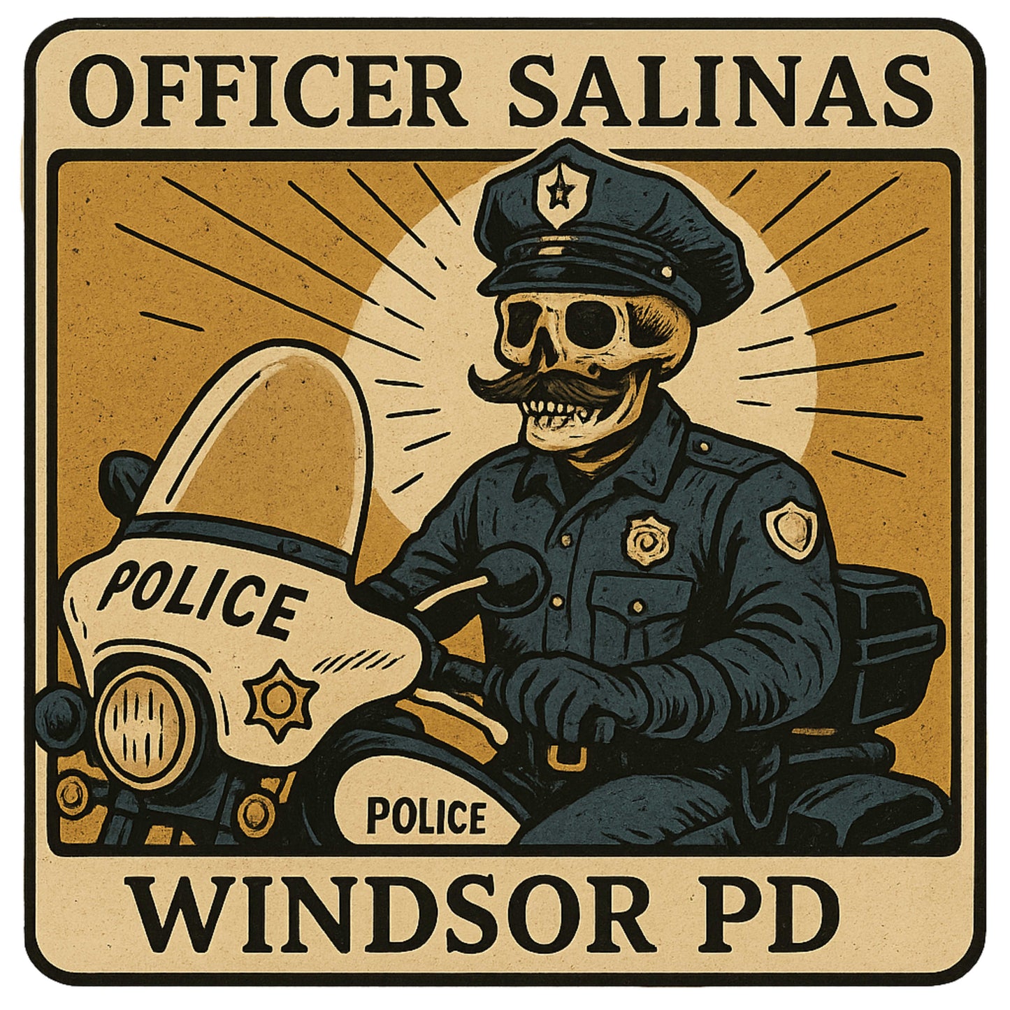 Custom Police Officer Skeleton Tarot Card Sticker, Police Officer tarot card, sticker, motor officer, custom