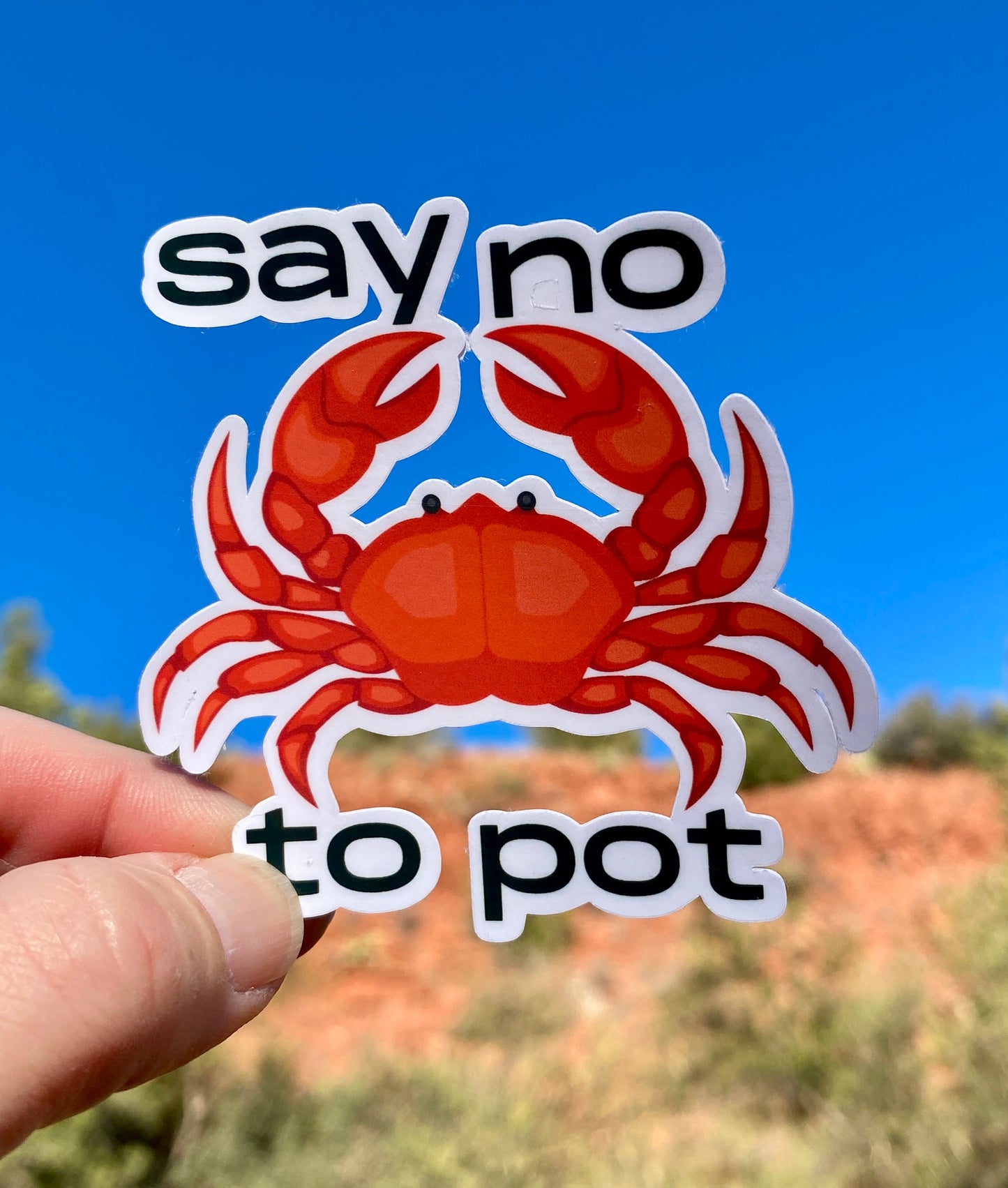 Say No to Pot sarcastic crab  Sticker, Sarcasm, Water bottle decal,Crab, Nautical, humor, Sticker, fun, decal, Crabs, Crab Sticker, seafood