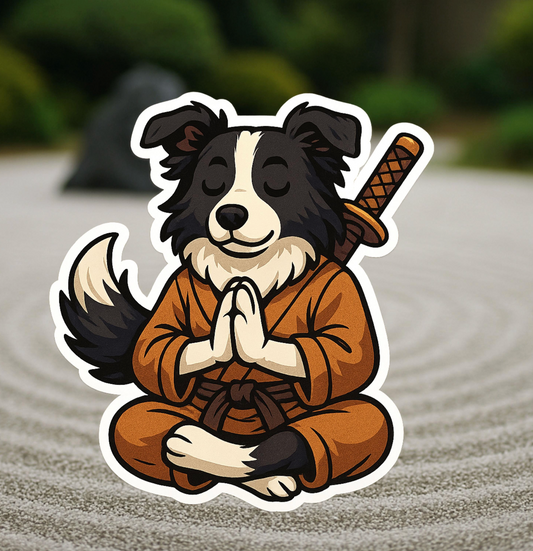 Zen Border Collie Sticker: Peaceful Warrior Dog Decal