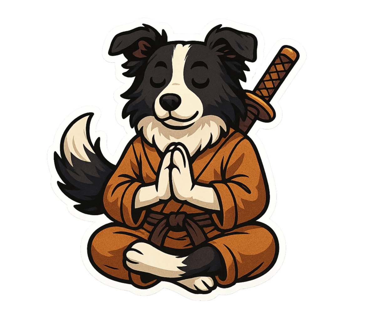 Zen Border Collie Sticker: Peaceful Warrior Dog Decal
