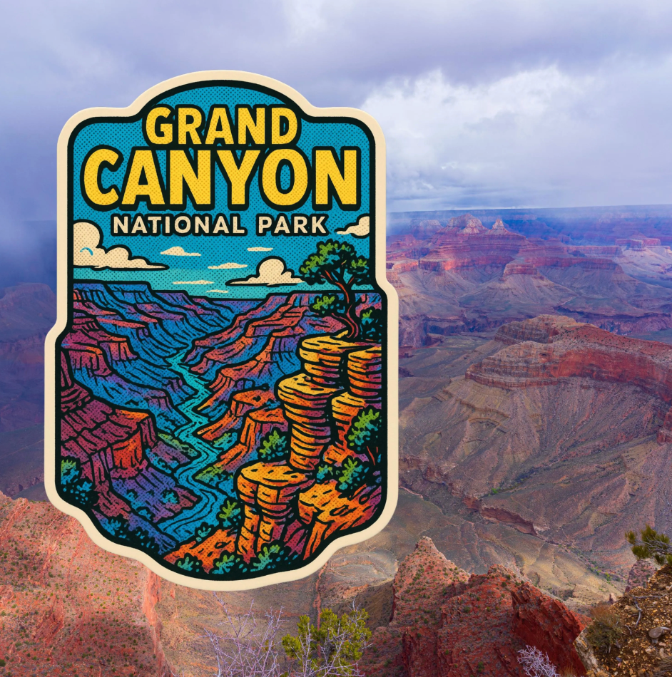 Grand Canyon National Park Sticker, Arizona, canyon, Landscape, National Park sticker, Hiking, Camping, Colorado river, sticker,travel, hike
