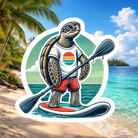 Paddle boarding Turtle stickers, Turtle Sticker,  animal sticker, paddle board, paddle boarding, Sea Turtle, water sports,beach,turtle lover