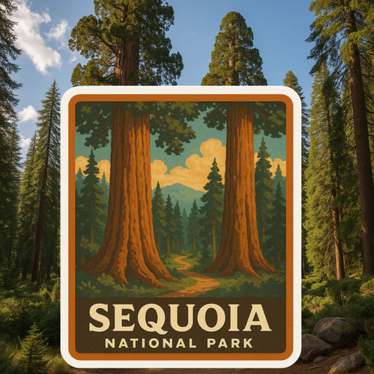 Sequoia National Park Sticker, California, Landscape, National Parks, Hiking, travel, trees, Giant Sequoia, sticker, Sequoia National Park