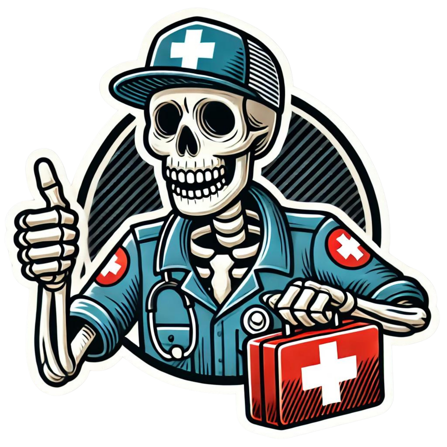 Skeleton Paramedic Sticker, paramedic, EMT, EMS, emergency services, first responder, health care, hero, ambulance, sticker, Skeleton, work