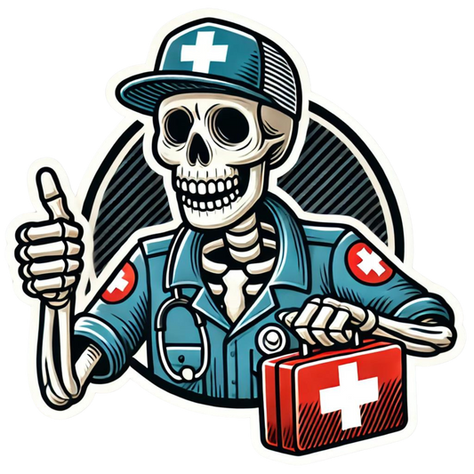 Skeleton Paramedic Sticker, paramedic, EMT, EMS, emergency services, first responder, health care, hero, ambulance, sticker, Skeleton, work