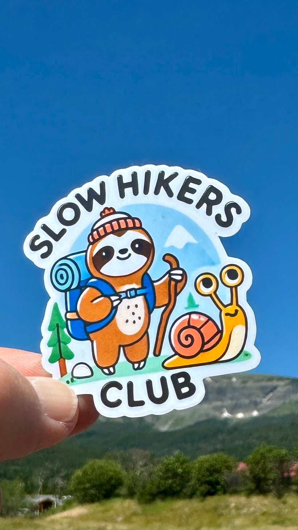 Slow Hikers Club Sticker, Slow hiker, Hiking Sloth, Hiking, Hiking Adventure, Animal Stickers, Nature, Wanderlust, Sloth, trails, hiker,slow