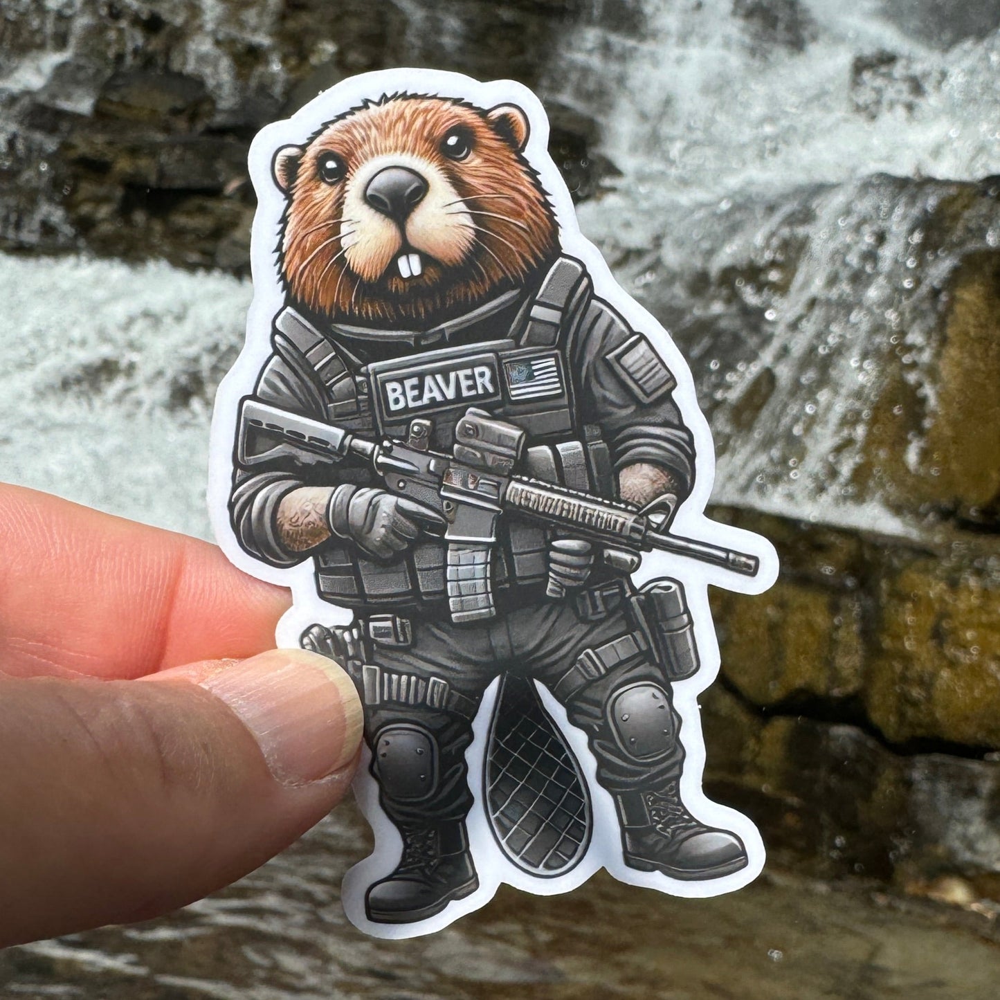 Tactical Beaver Sticker, Beaver, tactical, operator, Tactical gear, sticker, rifle, military, police, shoot, gear, gun humor, beaver tail