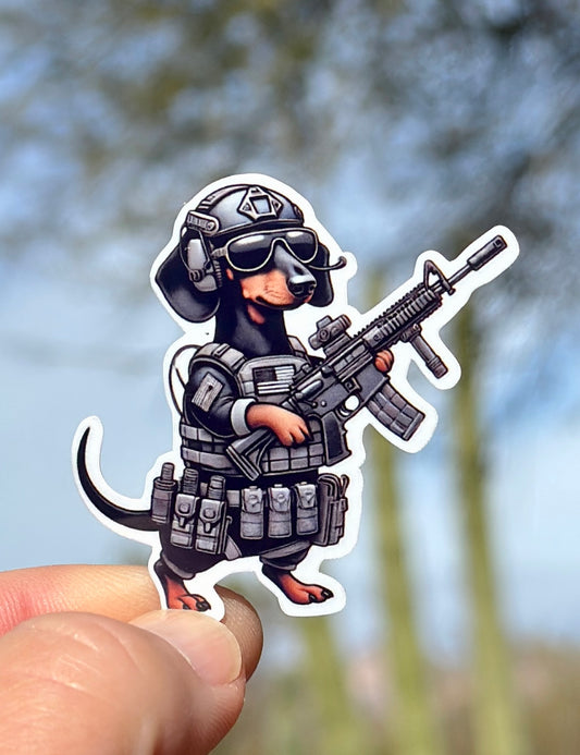 Tactical Dachshund Sticker – Funny K9 Soldier Vinyl Decal | Dog Lover & Military Humor Sticker | Cute and Rugged Die Cut Sticker |Fun (Copy)