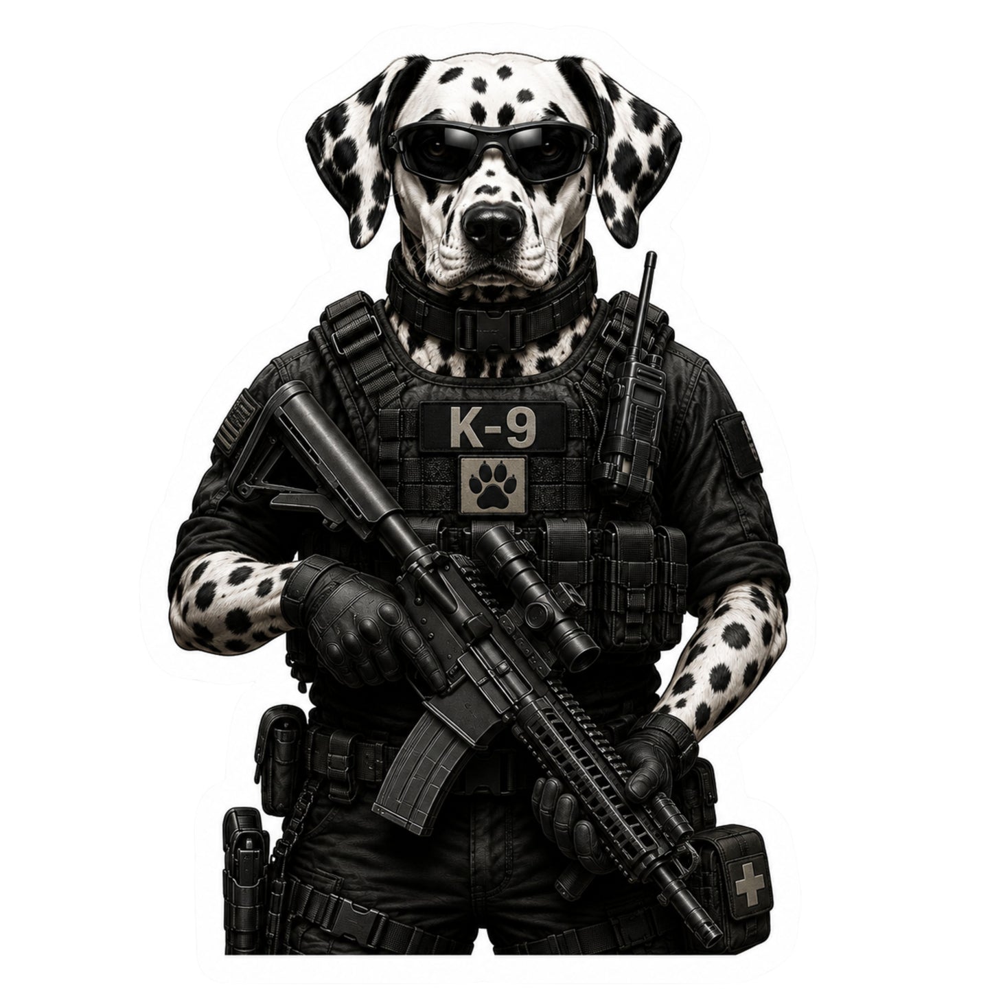 Tactical Dalmatian K-9 Sticker – Funny Tactical Dog Decal – Dalmatian Police K9 Sticker – Tactical Puppy Gift – Military Style Dog Sticker