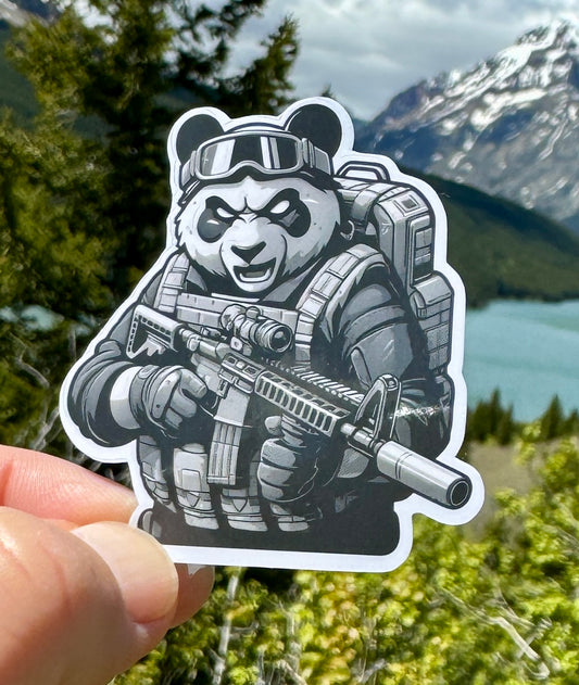 Tactical Panda Bear Sticker, Panda, tactical, operator, Tactical gear, sticker, rifle, military, police, shoot, gear, gun humor, panda bear