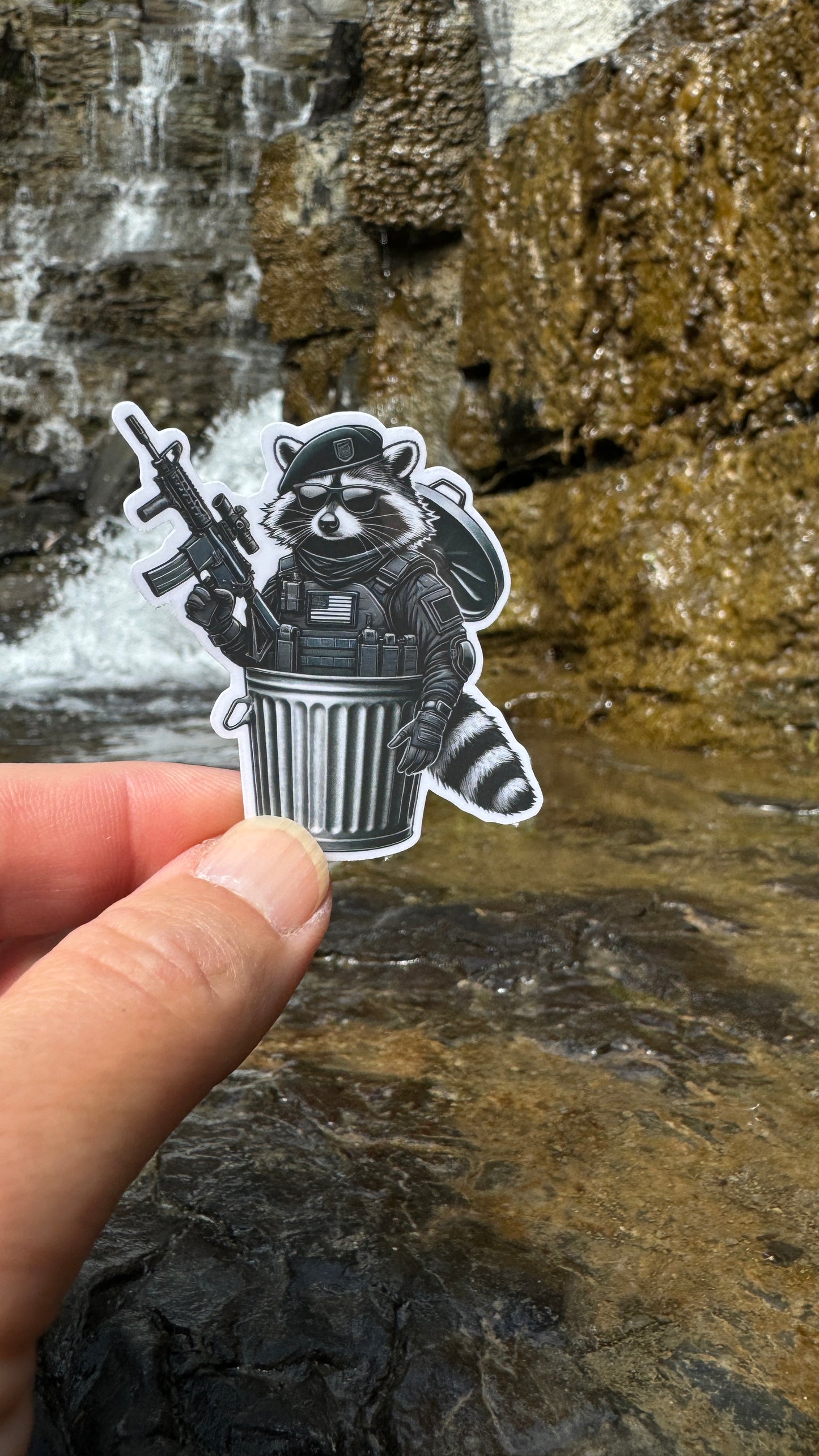 Tactical Raccoon Sticker, Raccoon, tactical, operator, Tactical gear, sticker, rifle, military, police, shoot, gear, gun humor, trash panda