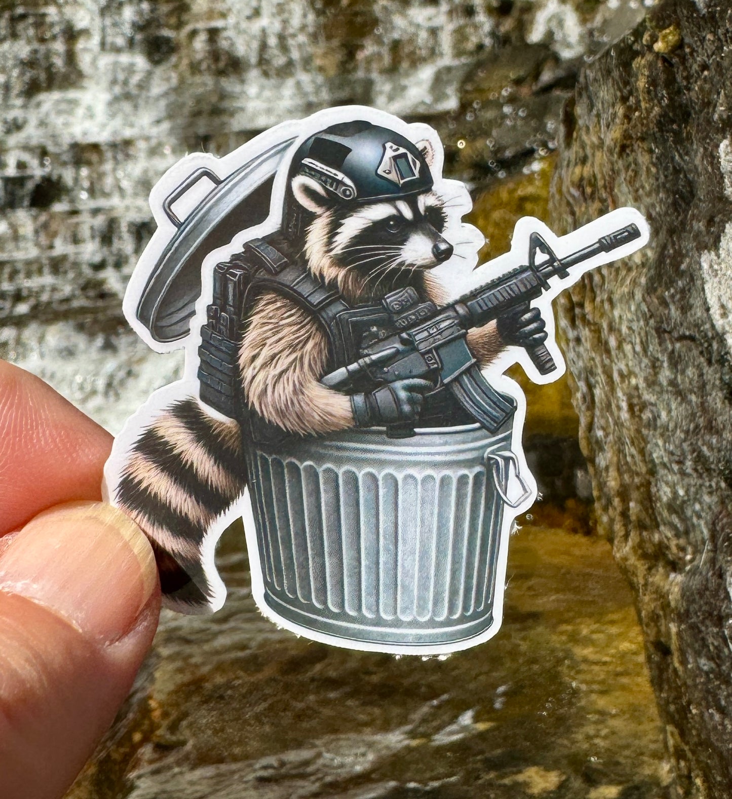 Tactical Raccoon Sticker, Raccoon, tactical, operator, Tactical gear, sticker, rifle, military, police, shoot, gear, gun humor, trash panda