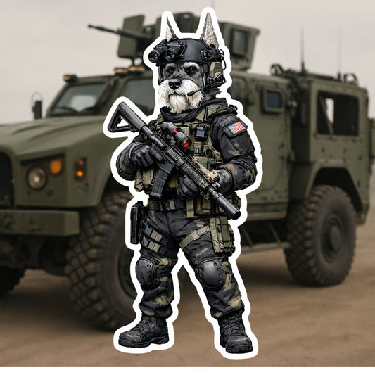 Tactical Schnauzer Sticker – Funny K9 Soldier Vinyl Decal | Dog Lover & Military Humor Sticker | Cute and Rugged Die Cut Sticker |Fun (Copy) (Copy) (Copy) (Copy)