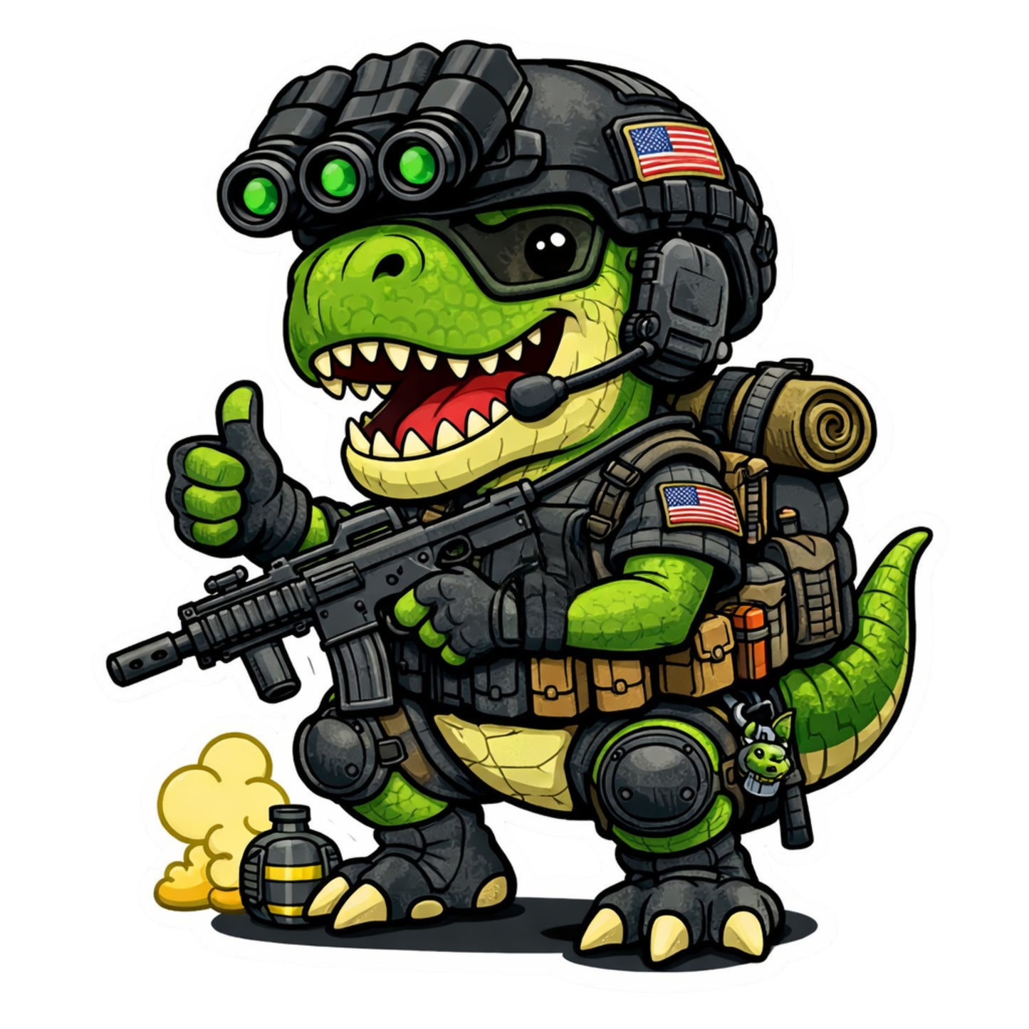 Tactical T-Rex Sticker | Funny Military Dinosaur Vinyl Decal | Tactical Humor Sticker