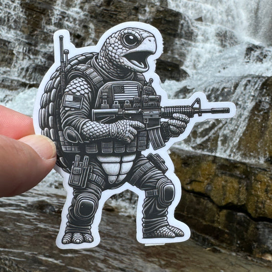 Tactical Turtle Sticker, Turtle, tactical, operator, Tactical gear, sticker, rifle, military, police, shoot, gear, gun humor, turtle shell