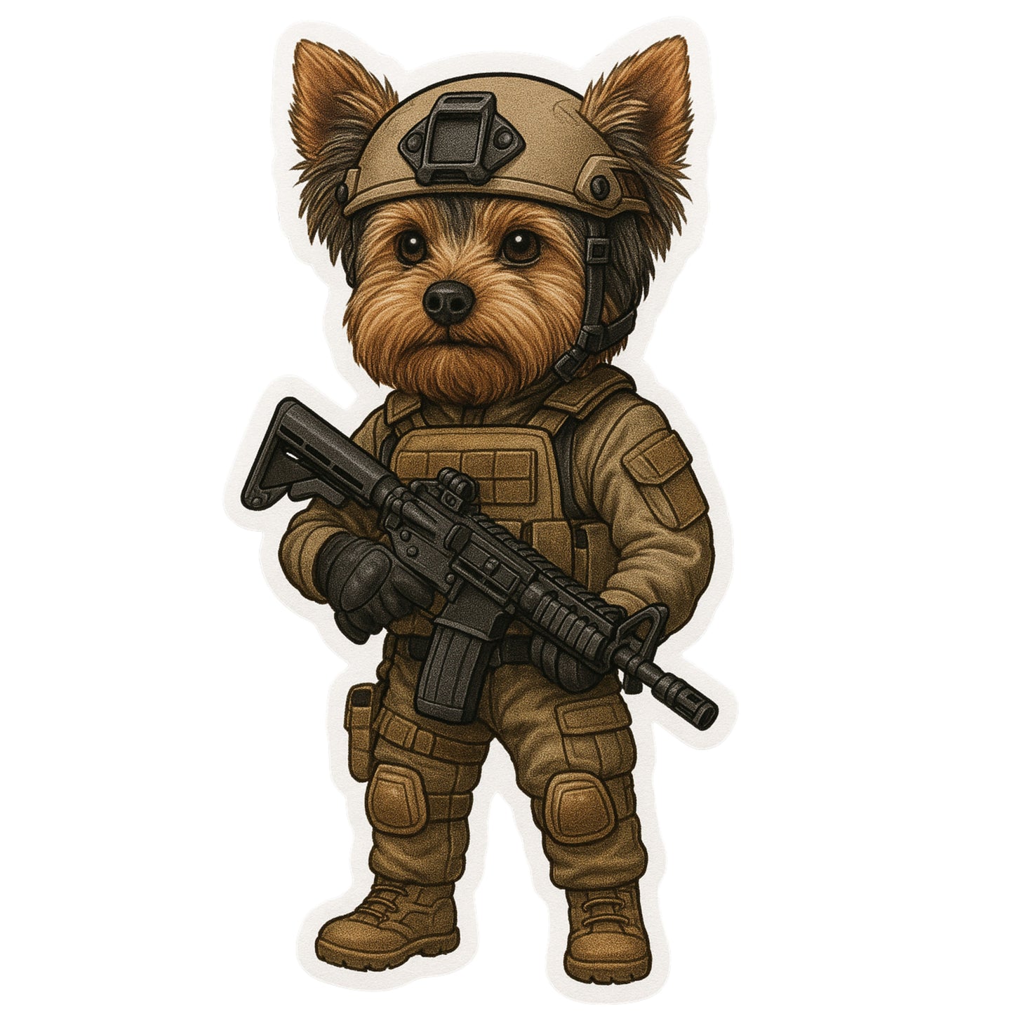 Tactical Yorkie Sticker – Funny K9 Soldier Vinyl Decal | Dog Lover & Military Humor Sticker | Cute and Rugged Die Cut Sticker |Fun (Copy)