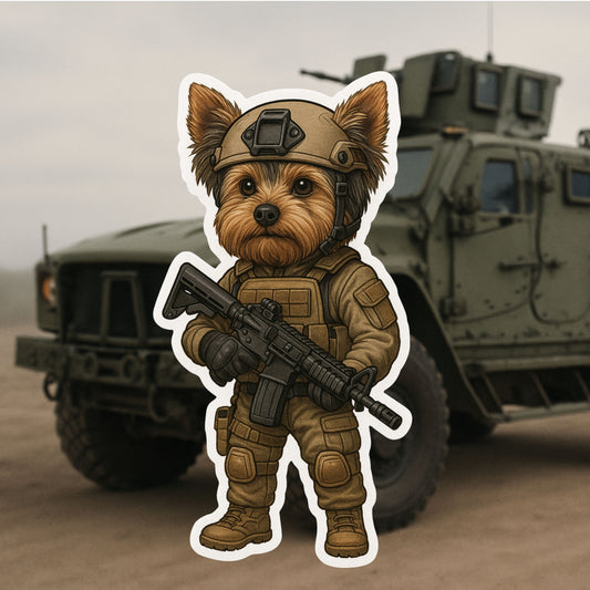 Tactical Yorkie Sticker – Funny K9 Soldier Vinyl Decal | Dog Lover & Military Humor Sticker | Cute and Rugged Die Cut Sticker |Fun (Copy)
