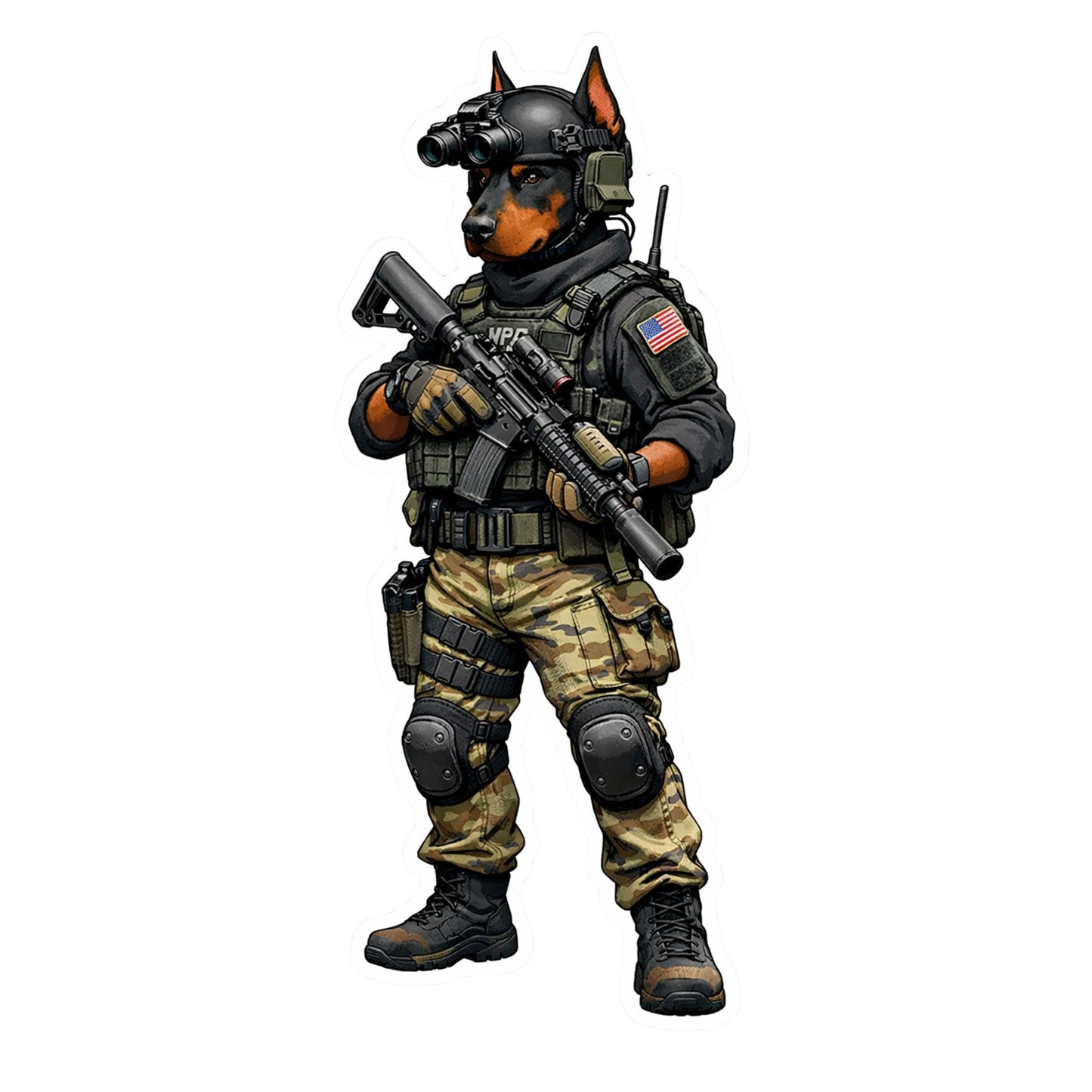 Tactical Doberman Sticker – Funny K9 Soldier Vinyl Decal | Dog Lover & Military Humor Sticker | Cute and Rugged Die Cut Sticker |Fun (Copy) (Copy)