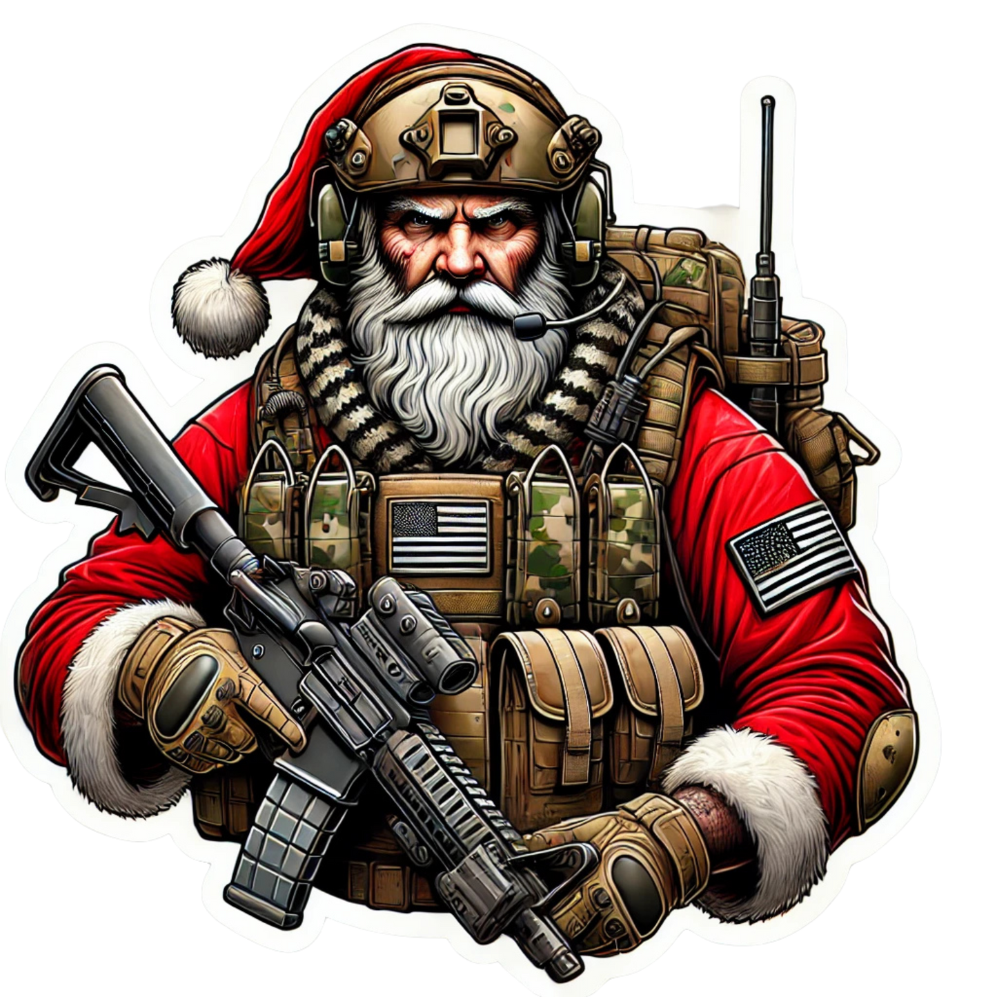 Tactical Santa Sticker, Christmas, Tactical, Christmas Sticker, Santa Hat, Santa, tactical gear, Gift for guys, Christmas gift, 2A, military