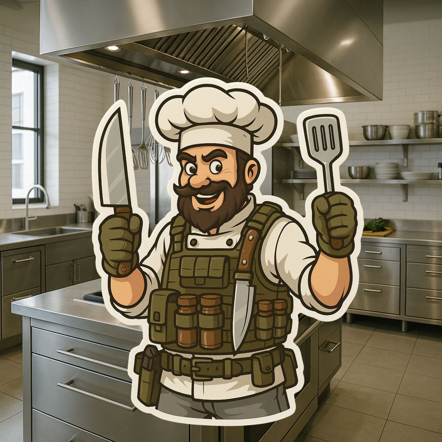 Tactical Chef Sticker, cooking, tactical, foodie, Tactical gear, sticker, decal, Chef, cook, kitchen, sous chef, knife, BBQ,food truck,gril