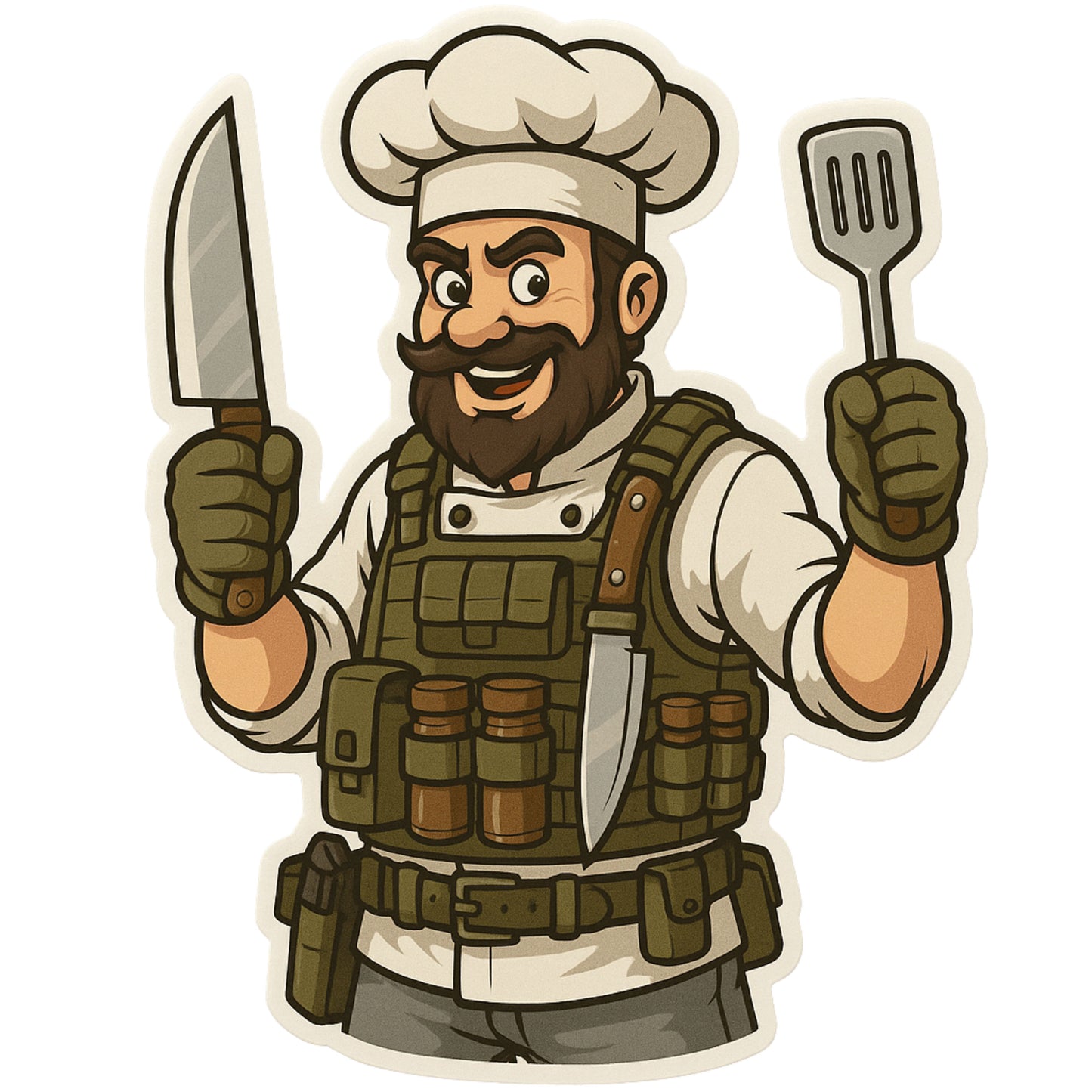 Tactical Chef Sticker, cooking, tactical, foodie, Tactical gear, sticker, decal, Chef, cook, kitchen, sous chef, knife, BBQ,food truck,gril