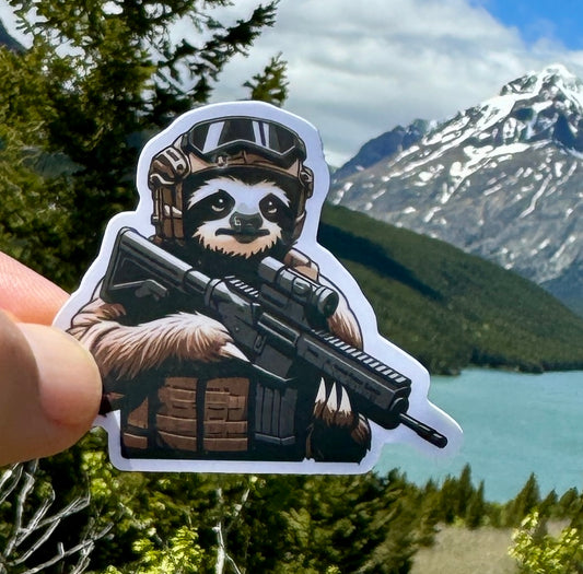 Tactical Sloth Sticker, Sloth, tactical, Slow, operator, Tactical gear, sticker, decal, rifle, military, police, shoot, slow is smooth, gear