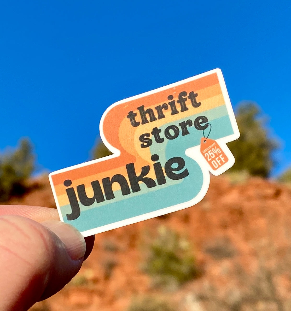 Thrift Store Junkie Sticker, Thrifty, Retro sticker, Thrift Store fan, Second Hand shop, Thrifty shopper, I love Thrifting, Bargain Hunter