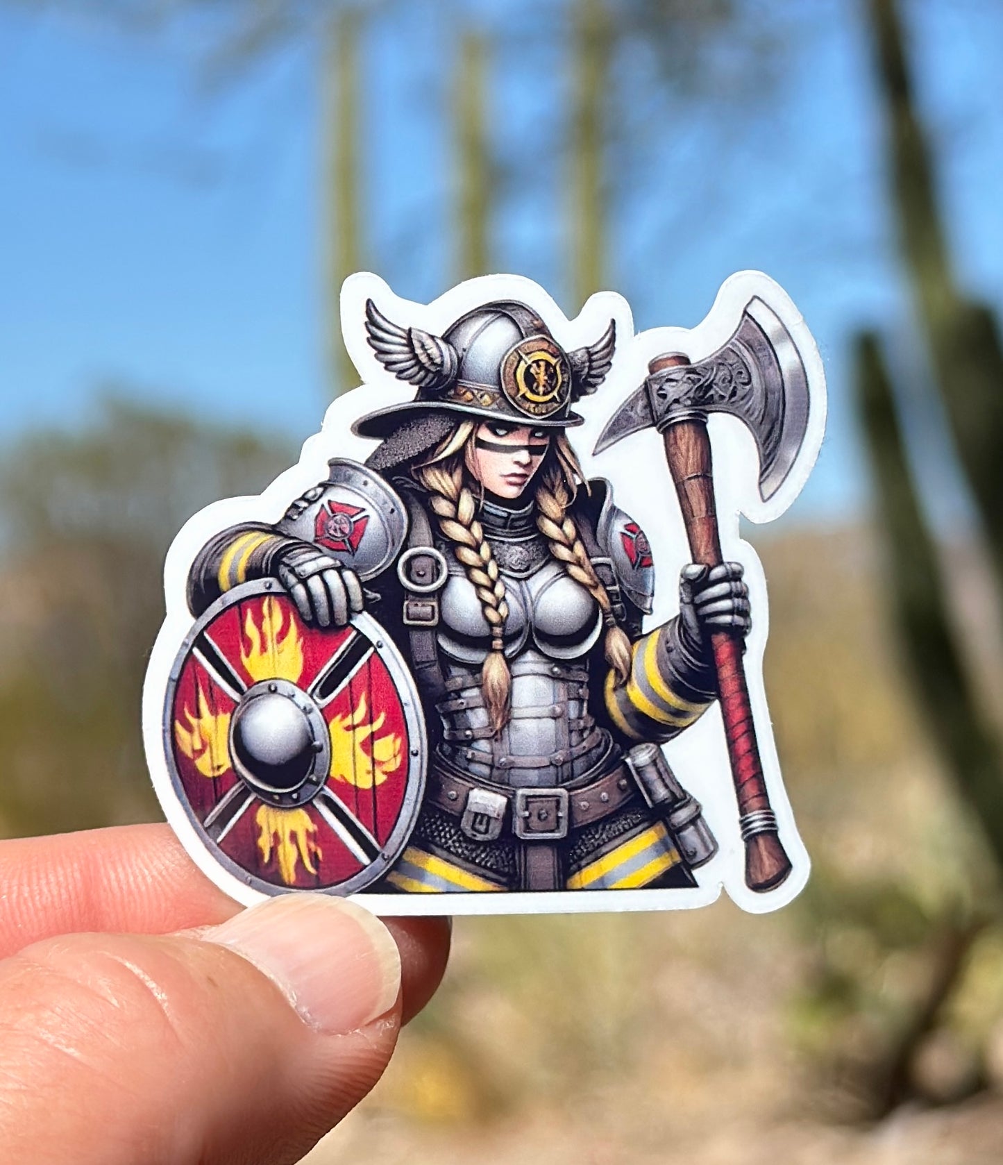 Viking Shield maiden Firefighter Sticker