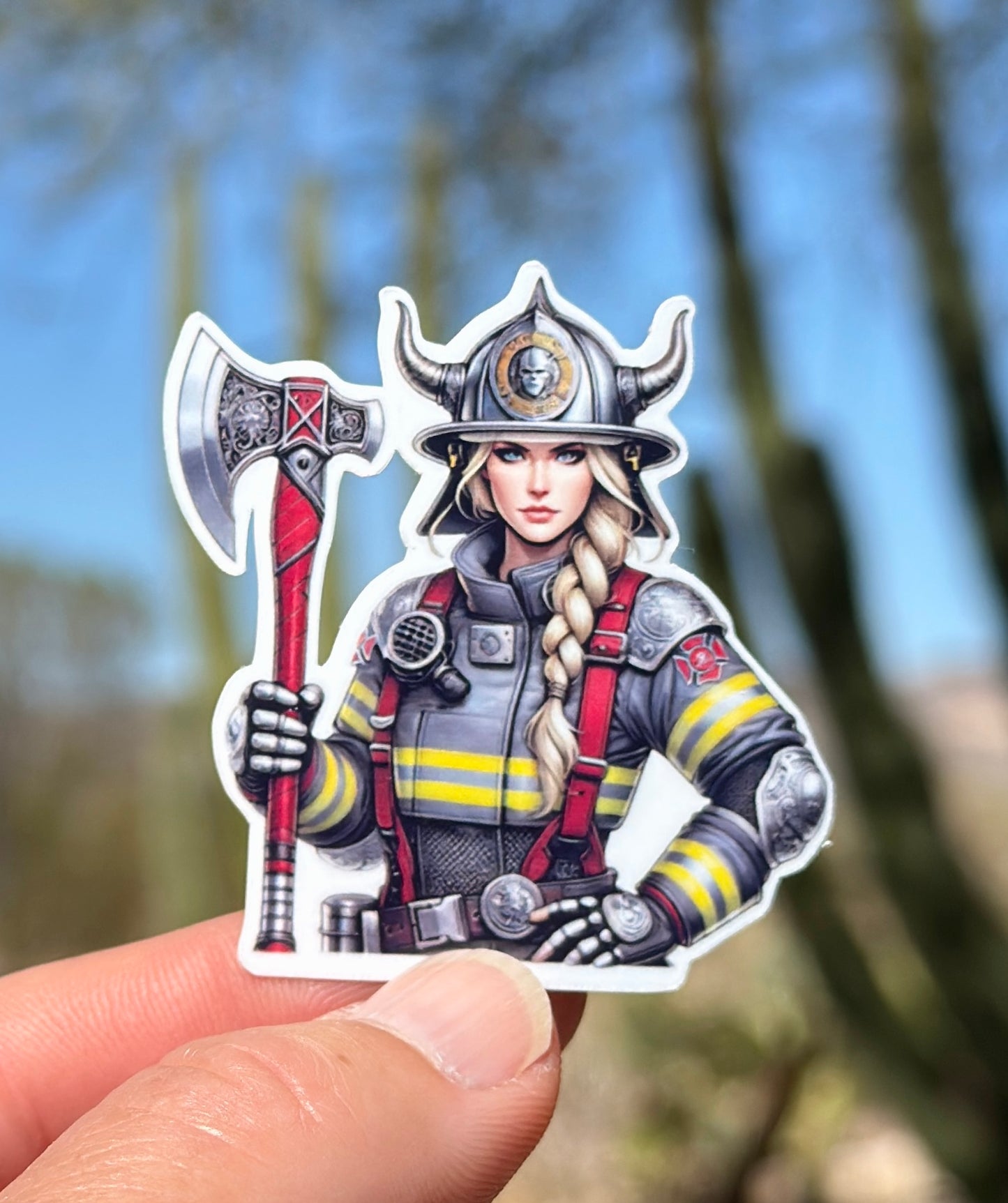 Viking Shield maiden Firefighter Sticker