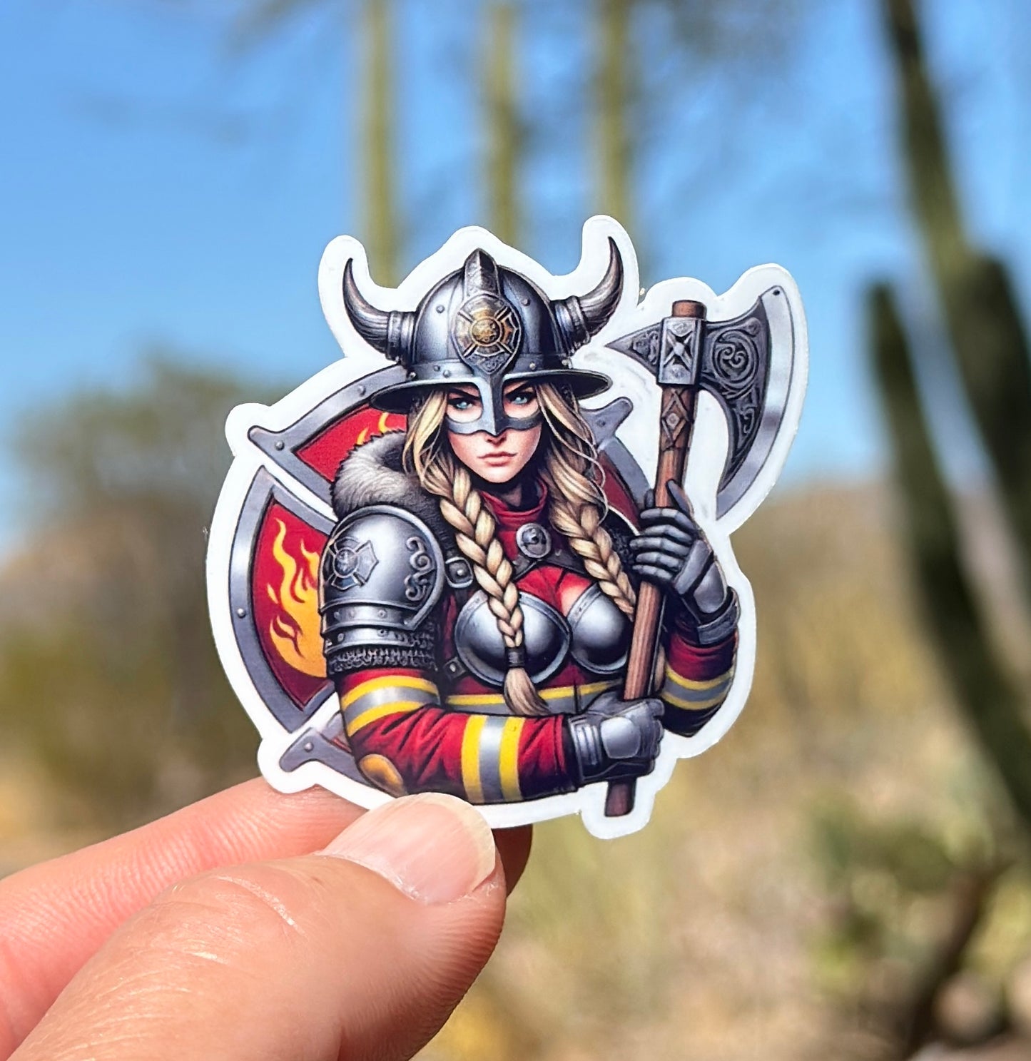 Viking Shield maiden Firefighter Sticker