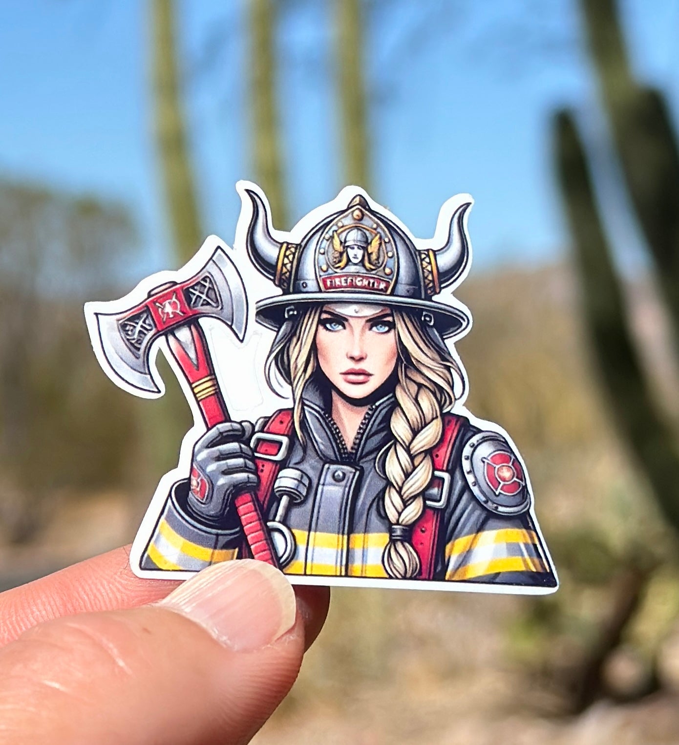 Viking Shield maiden Firefighter Sticker